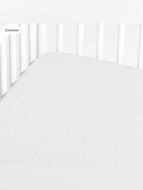 Comfy Tee Whisper Stripe Grey 100% Organic Cotton Jersey Baby Crib Fitted Sheet